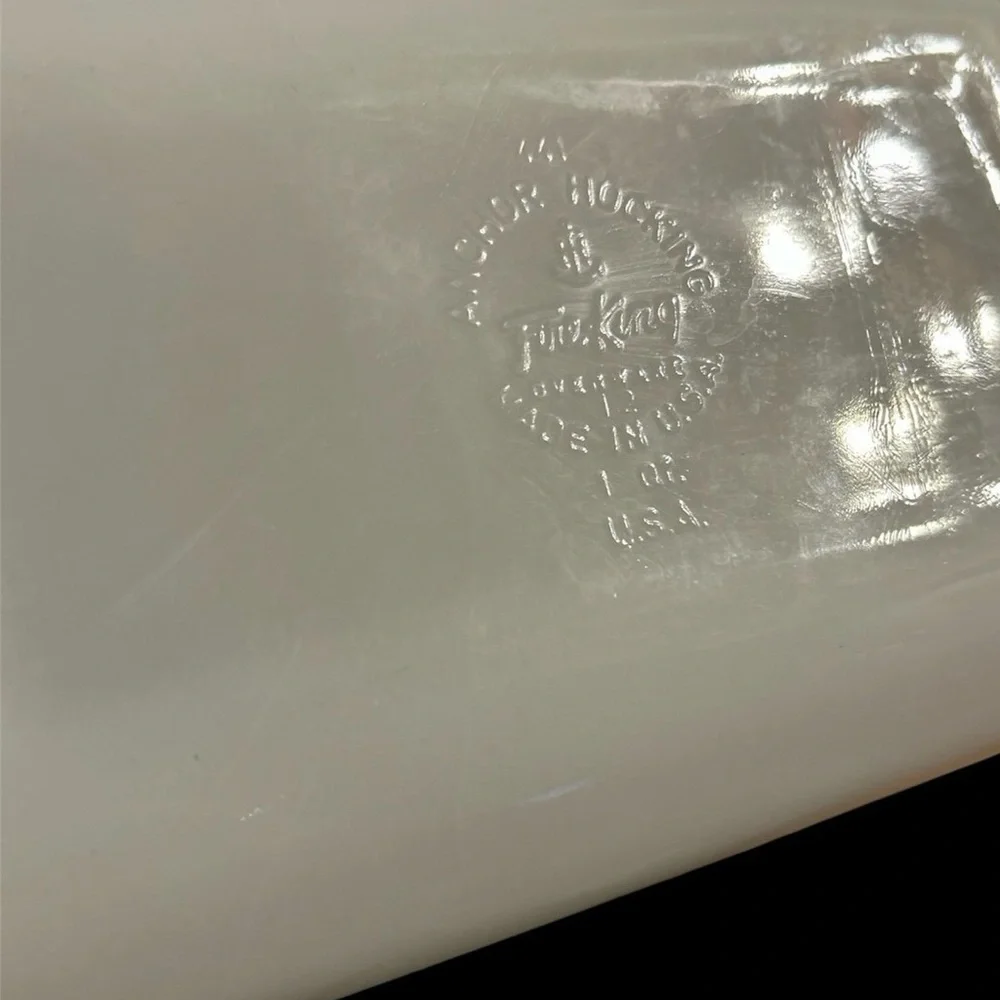 Fire King White Baking Dish with Green Floral Design
